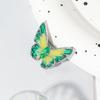 Women Brooch Retro Butterfly Shape Dripping Oil Emerald Rhinestone Decor Anti-slip Suit Coat Collar Hat Scarf