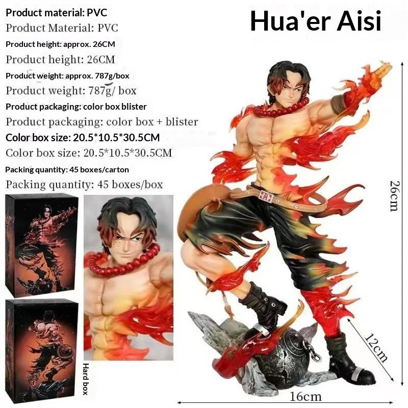 Фигурки One Piece Цветок Цветок Пламя Эйс Наконечник Улыбка Сцена GK Статуя Модель Настольное Украшение Декорация Для Фанатов