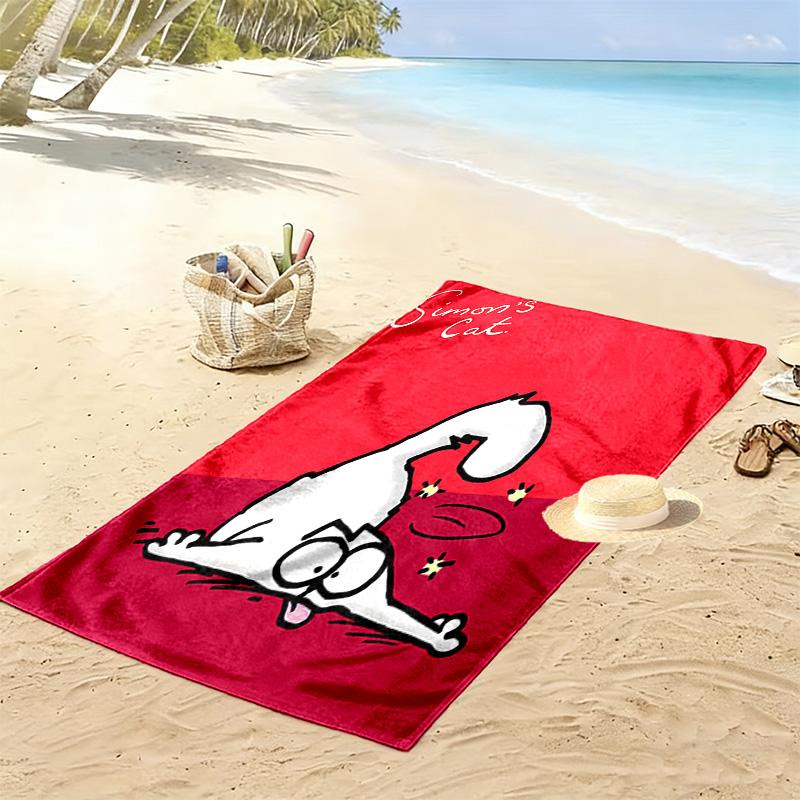 Simon's Cat Print Beach Towel, Large Soft Quick Dry Towel for Beach Camping Swimming