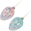 Glass Easter Egg Ornaments Stained Glass Easter Egg Ornaments Hanging Iridescent Ball Glitter Easter Eggs Pastel Egg Spring Tree Decorations,2pcs
