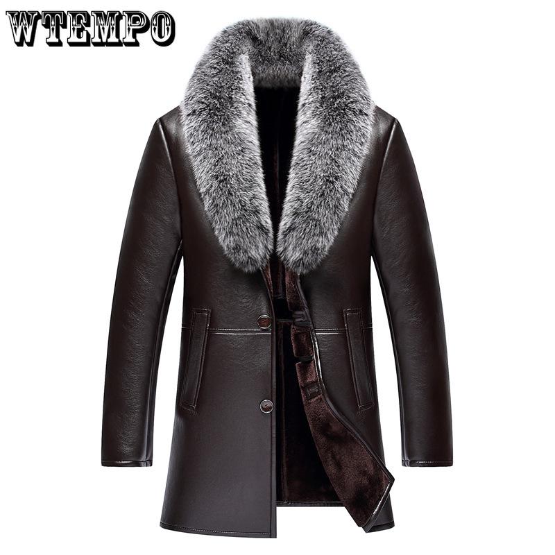 Fur One Men's Leather Coat Thickened In The Long Section Sheepskin Leather Coat Men's Fur