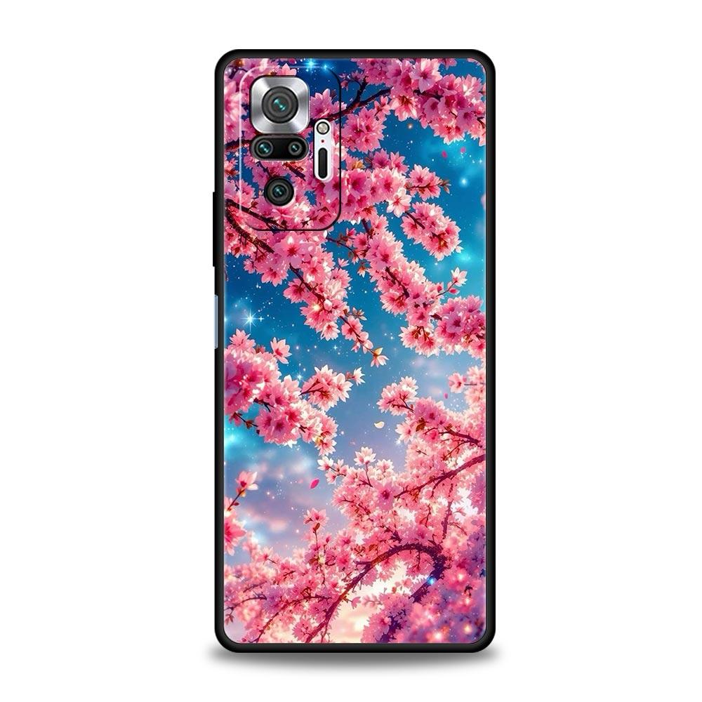 Корейский чехол с цветами для Redmi 14C 10C Note 15 14 13 12 10 11 K40 Pro Plus 5G, противоударный, мягкий ТПУ, чехол-бампер
