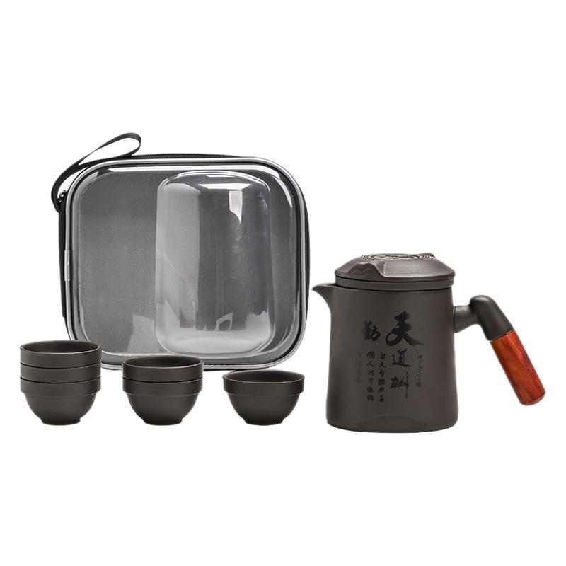 Purple Sand Kuaike Cup One Pot Six Cups Travel Tea Set Portable Bag Portable Teapot Tea Cup Outdoor Car