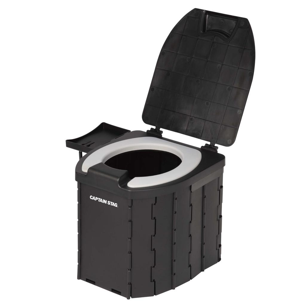 CAPTAIN STAG Emergency Foldable Portable Type Type with Solidifying Waste and Storage Black Toilet, Toilet, D, 2, Agent, Bags, Case, UW-5049