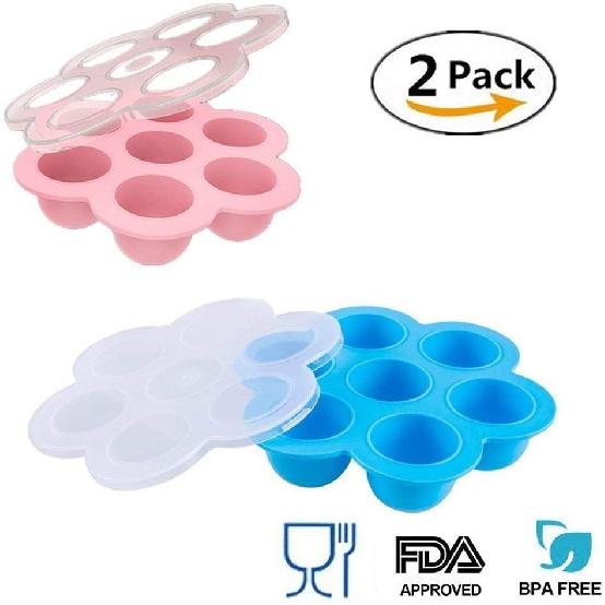 2 Pack Silicone Egg Bites Mold for Instant Pot Accessories - Fits Instant Pot 5,6,8 Qt Pressure Cooker Baby Food Freezer Tray with Lid Reusable