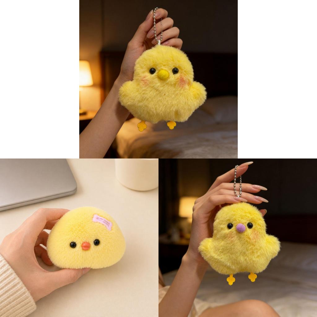 Plush Animal Keychain With Cute Cartoon Chick Design For Kids And Teens