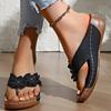 Spring and Summer New Fashion Toe Cover Foot Slope Heel Cool Slippers Women's Casual Women's Flower Flip-flops