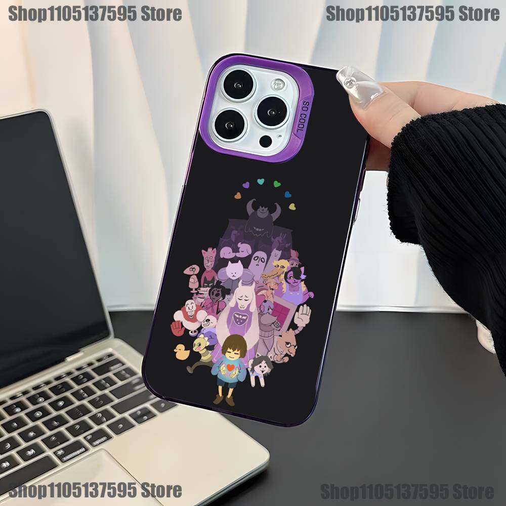 Чехол для телефона Game U-Undertale-es для iPhone 17,16,15,14,13,12,11,Mini,Pro,E,SE4,XS,MAX Фиолетовый Конфетный Матовый Чехол
