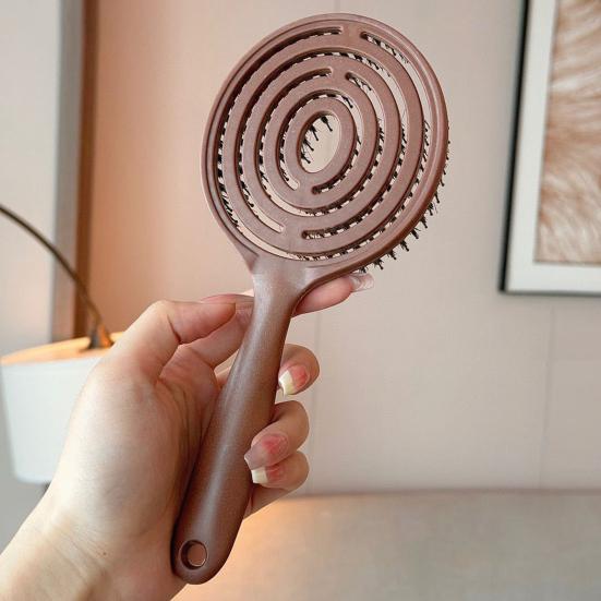 Vented Round Bristle Brush Ergonomic Handle Anti-Static Scalp Massage Brush Men Women Thin Thick Curly Long Hair Quick Drying Voluminous Styling Comb