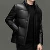 Yiliteng Men's Genuine Leather Goose Down Stand-Collar Puffer Jacket YTMMRSY23015