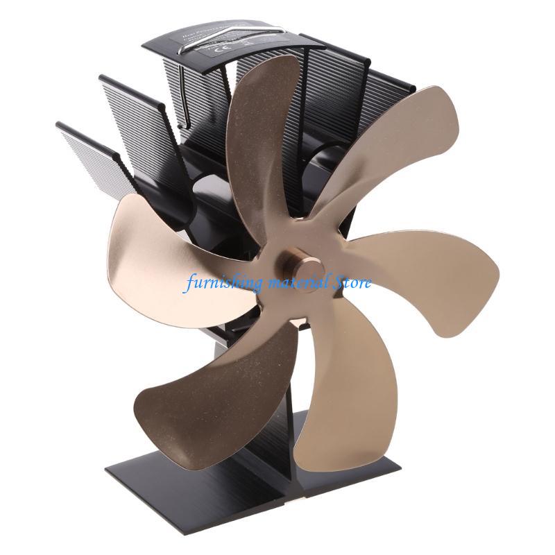 Y5GD Stove Fan 6-Blade Upgrade Heat Powered Fan for Ideal Gift for Your Home Family