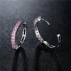 Women Fashion Simple Circle Hoop Earrings Fashion Crystal Metal Round Earrings