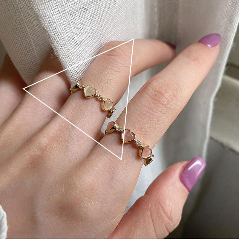 Stylish Korean Geometric Design Adjustable Ring For Women With Sparkling Accents