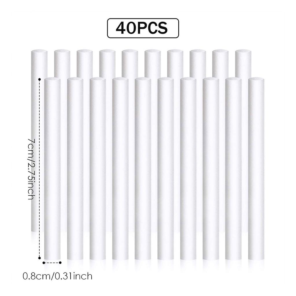 40 шт. Хлопковые палочки-фильтры для увлажнителя для путешествий, ароматерапии, тампоны, палочки, сменные фильтры для увлажнителя для офиса и спальни