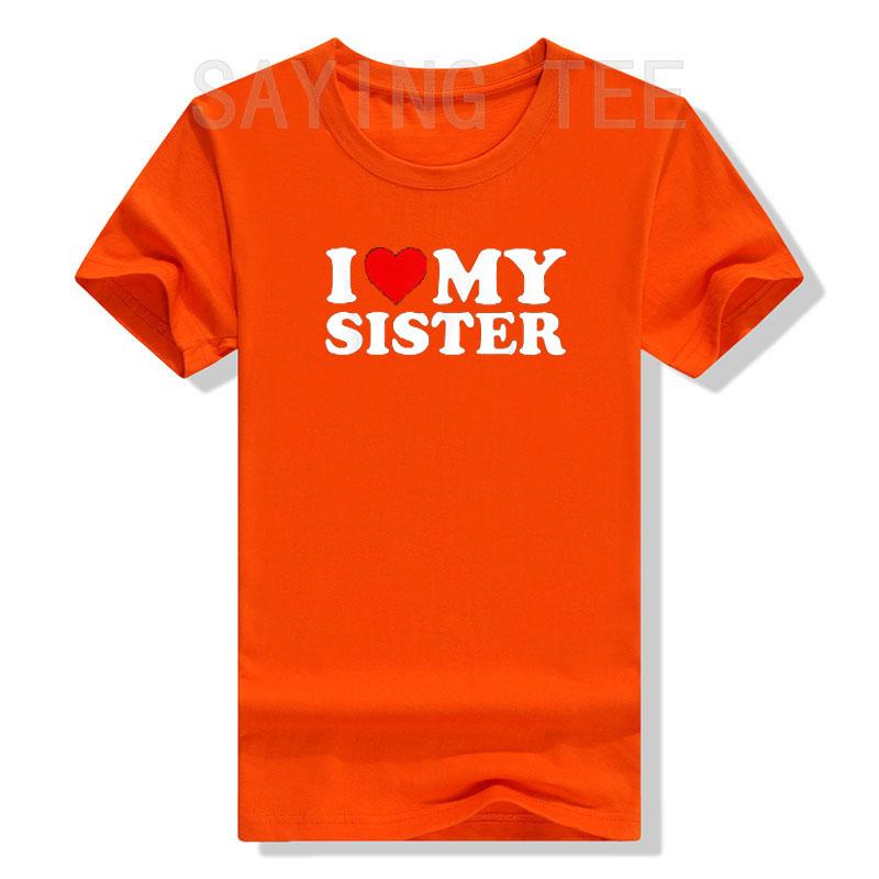 Футболка I Love My Sister Я люблю мою сестру Графическая футболка Топы Смешные надписи Буквы Принтованные Наряды Семейная парная одежда