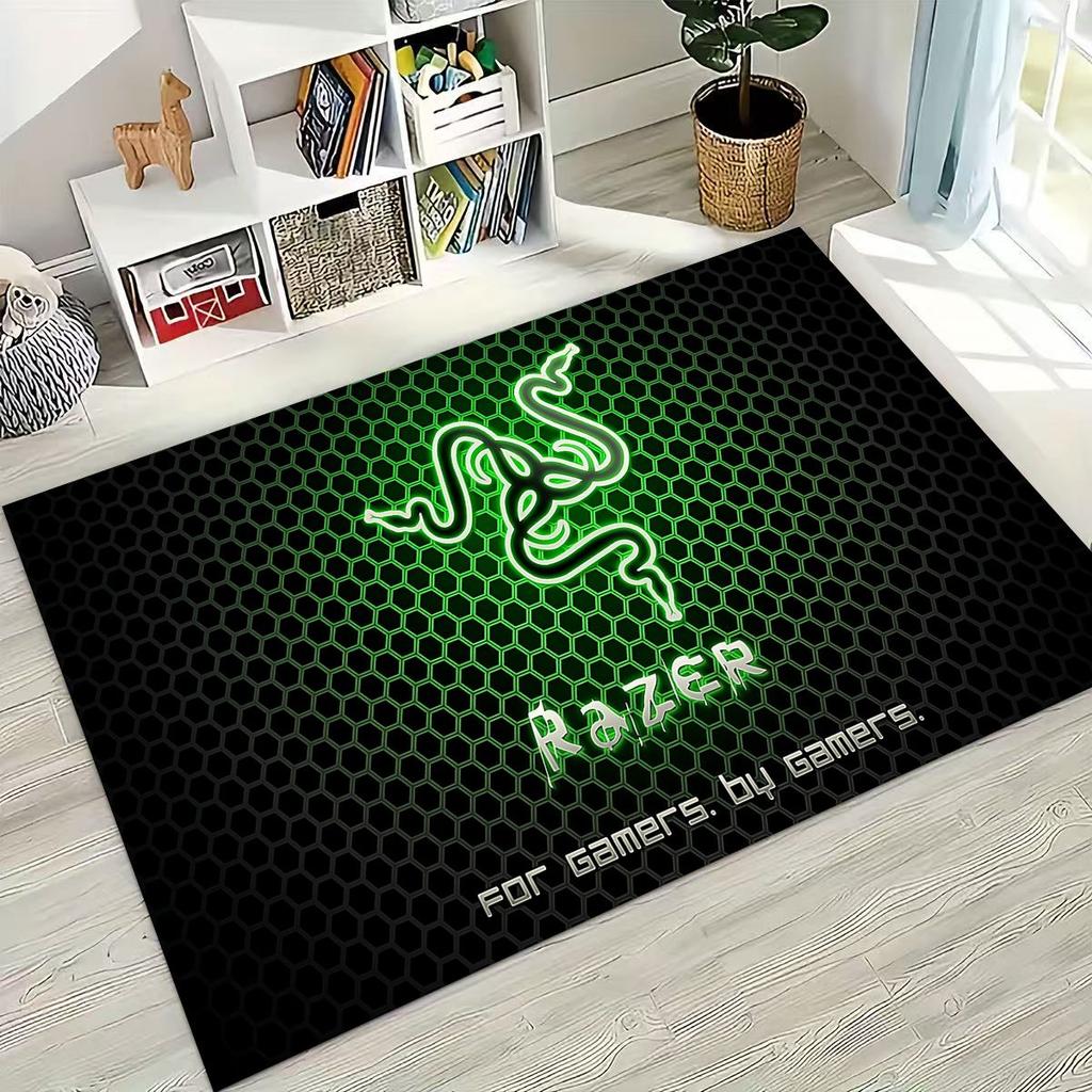 Модный ковер с логотипом Razer в стиле мото-арт для спальни, гостиной, дивана, домашний придверный коврик, большой детский нескользящий напольный коврик