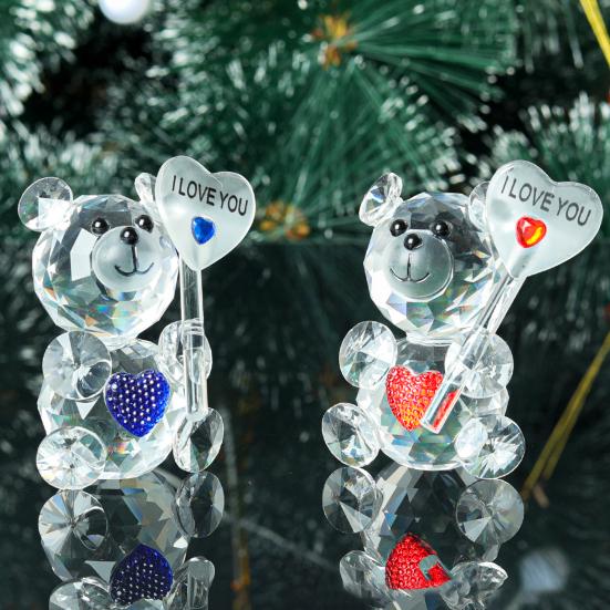 Clear Bear Figurine Valentine's Day Gift I Love You Faux Crystal Bear