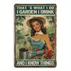 Vintage Style Aluminum Metal Tin Sign - Multi-purpose Wall Hanging Decoration Featuring the Quote "I Garden, I Like