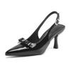 Fashion 2025 Modern Office Shoes for Women Black Wedding Slingback Pointed Toe Butterfly Decoration Female High Heeled Sandals