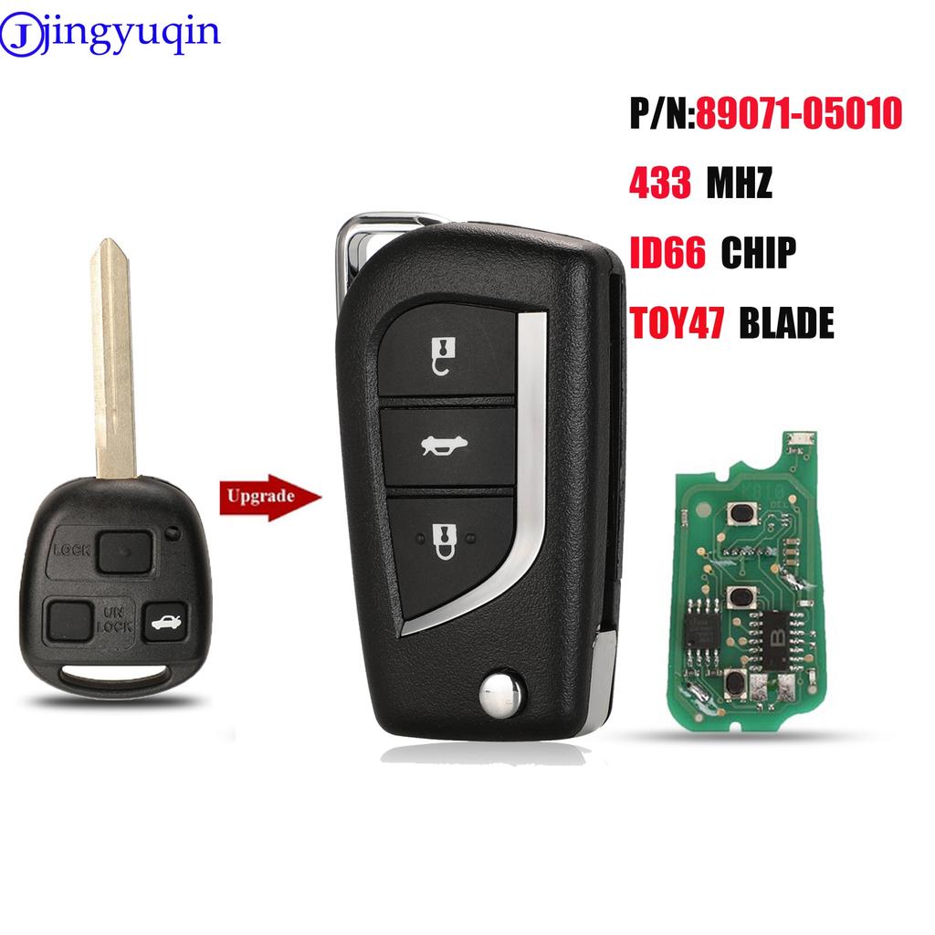 Jingyuqin Upgrade Remote Car Key 434Mhz Toy47 4d66 Chip For Toyota Yaris Avensis Corolla Carina ETC Control P/N:89071-05010 ...