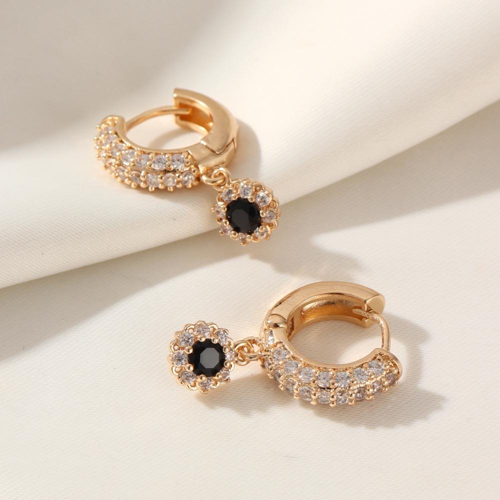 Роскошные цветочные серьги-подвески для женщин с кубическим цирконием, повседневные украшения, аксессуары для вечеринок