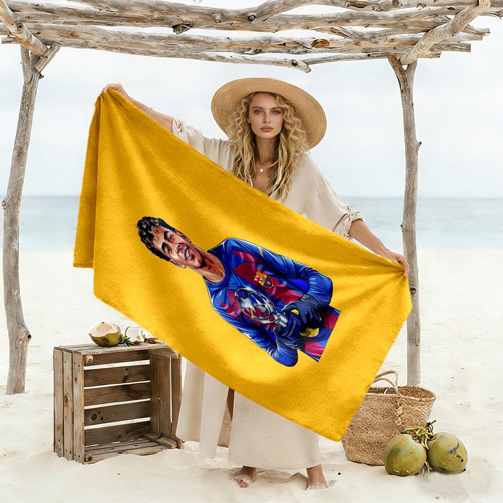Lamine Yamal Spain's Yamal Celebrates Victory Beach Towel Super Soft Microfiber Quickdry Fabric Comfortable Lightweight