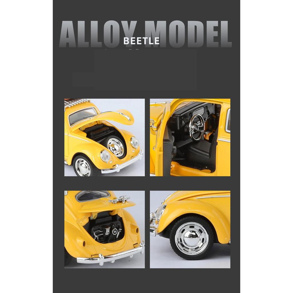 Travel Version 1/32 Beetle Alloy Classic Car Model Diecasts Metal Retro Vehicles Car Model Simulation Sound Light Kids Toys Gift
