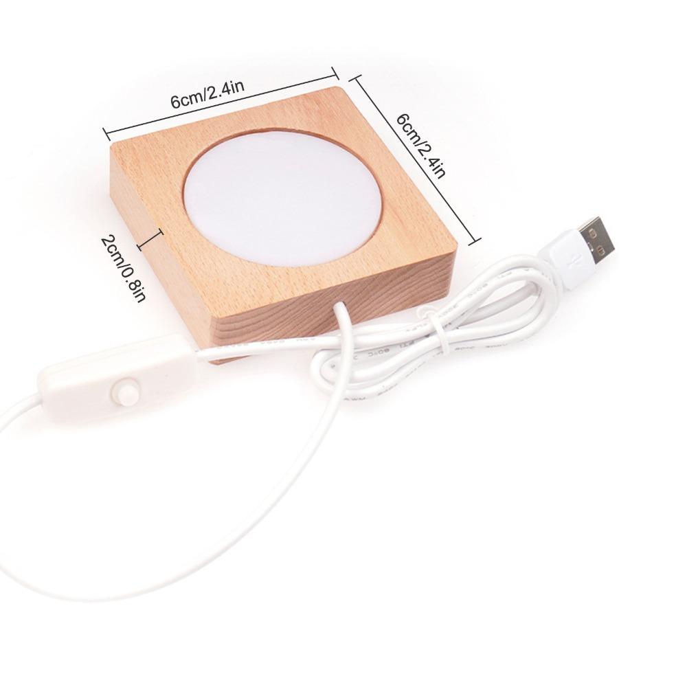 2 Pack Warm Light LED Light Base Wood Base Night Light LED Display Base Stand  DIY Heat Transfer
