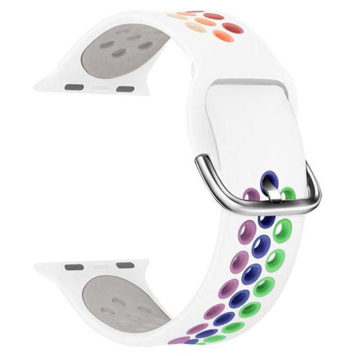 Bracelet Apple Watch - MY-MONTRE - Sport Silicone - Blanc - 42/44/45/49mm - Boucle robuste