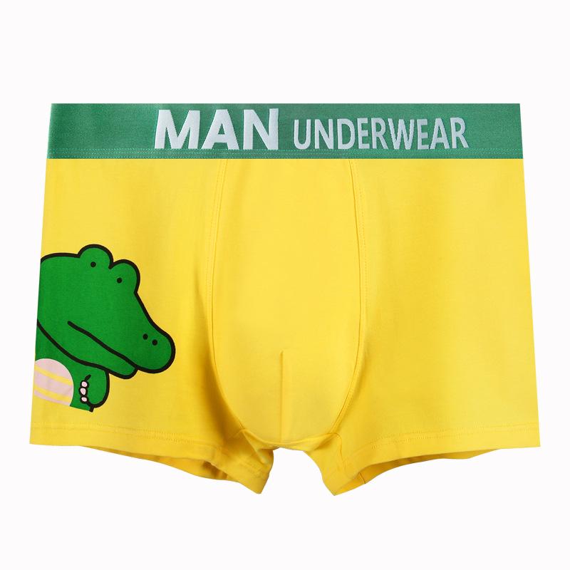Мужские удобные хлопковые боксеры-брифы с мультяшным принтом крокодила