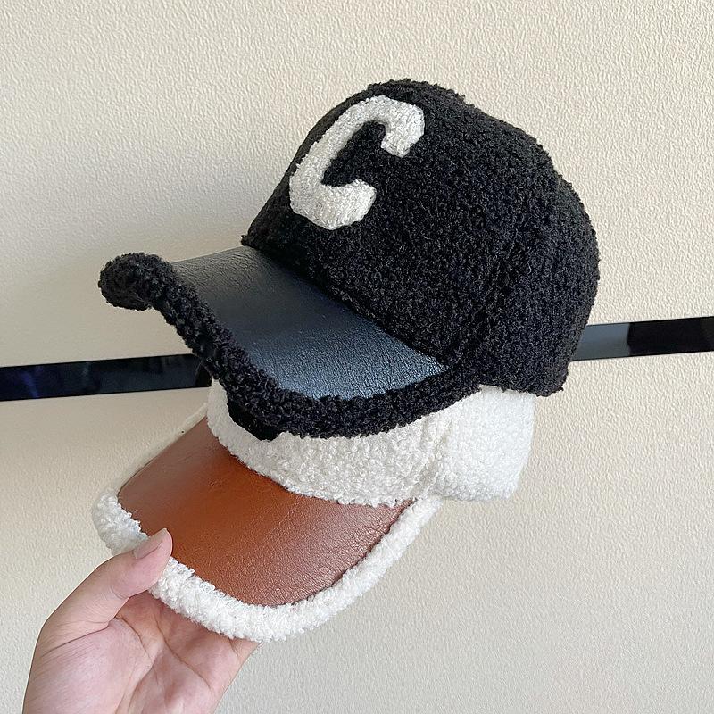 Letter Embroidery Winter Fuzzy Baseball Cap, Curved Brim Windproof Casual Dad Hat Trucker Hat for Outdoor