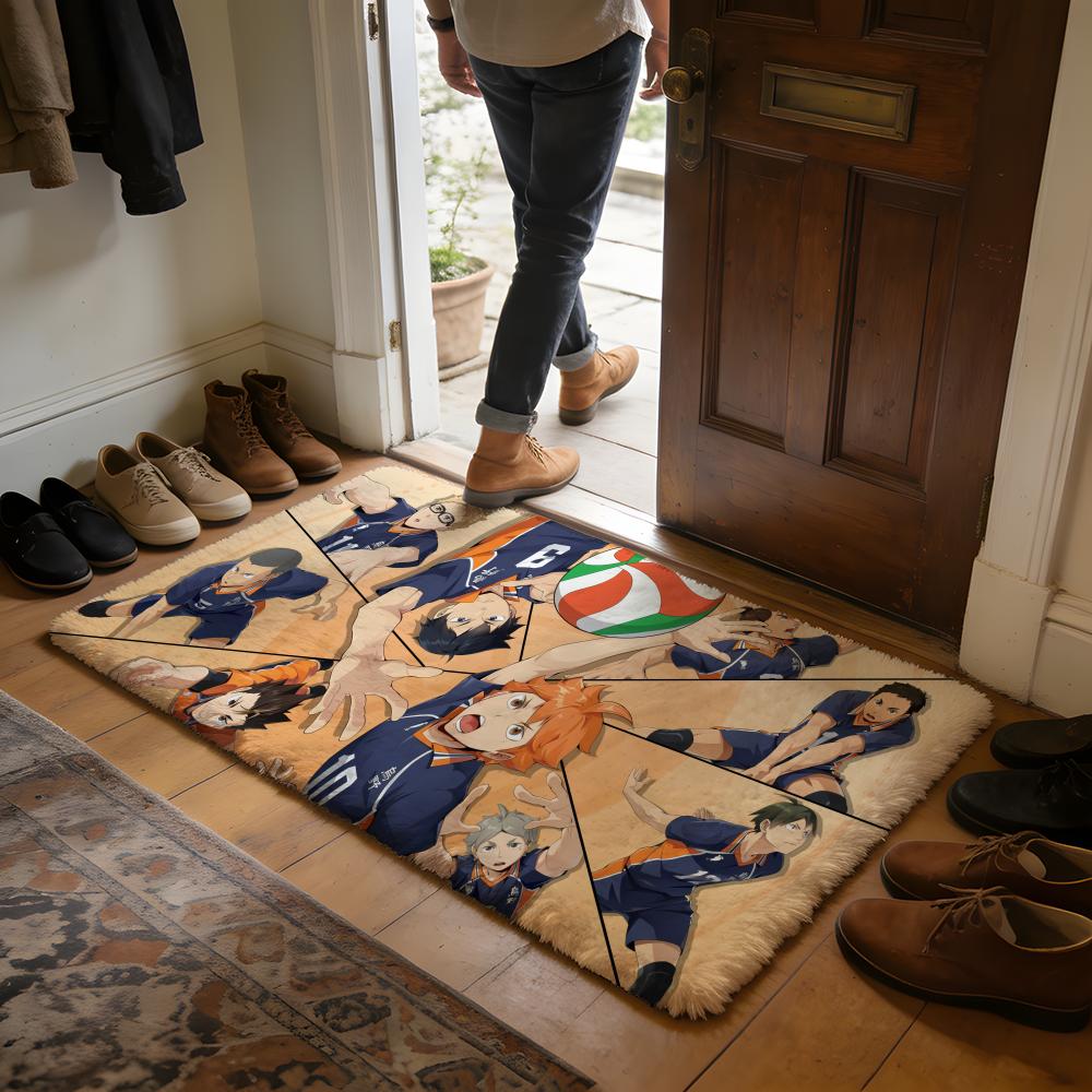Hotblooded Anime HHaikyuu Floor Mat Soft Flannel Absorbent Mat Non-Slip Rug Home Bedroom Bathroom
