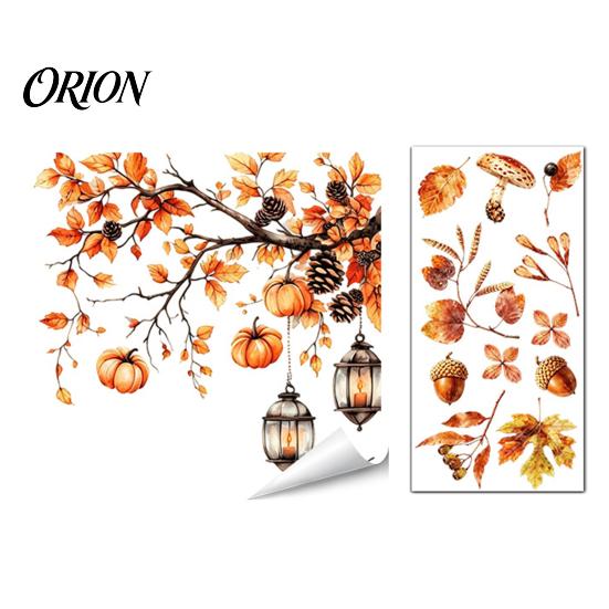 Многоразовые наклейки на окна с животными, осенние статические наклейки на стекло с милыми животными и кленовыми листьями, съемные самоклеящиеся наклейки на стекло для урожая