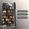 Ретро Книжная полка Художественный узор Стеклянный материал Чехол для телефона Для iPhone 17 16 15 14 Pro Max 13 12 11 17Air 16E 7 8 Plus XR XS X Чехол
