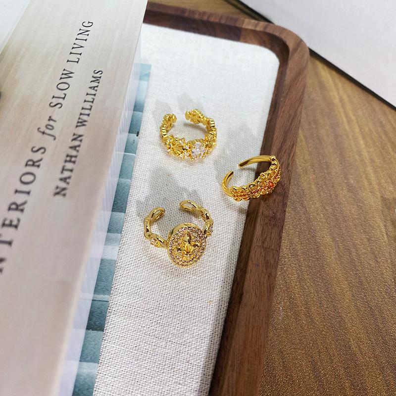 [Gilt Qi Jewelry] Средневековое Винтажное Кольцо с Полным Покрытием Алмазами и Цирконами, Радужный Ретро Открытое Кольцо, Персонализированное Кольцо для Женщин