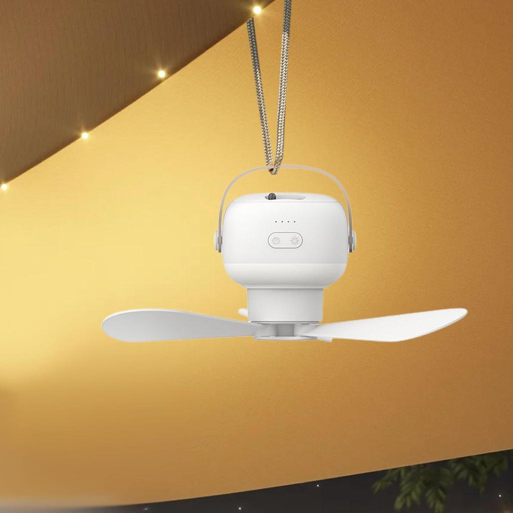 Camping Fan Tent Ceiling Hanging with Night Light Remote Control Camp Mini for RV