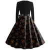 Women's Fashion Round Neck Casual Slim Fit Halloween Printed Long Sleeve Dress