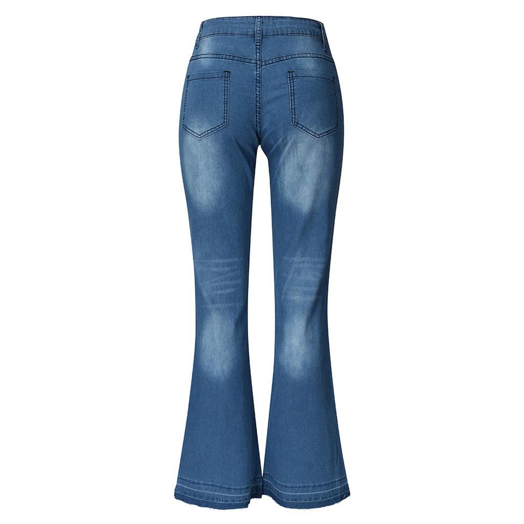 Женские джинсы Узкие брюки-клеш Женские брюки Длинные однотонные джинсы