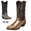 Fashion Men Boots Iron Head Anti-collision Men's Western Cowboy Boot Embroidered Pattern Couple High Heeled Leather Boots Big Size38-48