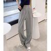 Маленькие серые спортивные штаны с высокой талией и кулиской для женщин - Свободные, стройнящие, широкие прямые штанины, повседневные джоггеры