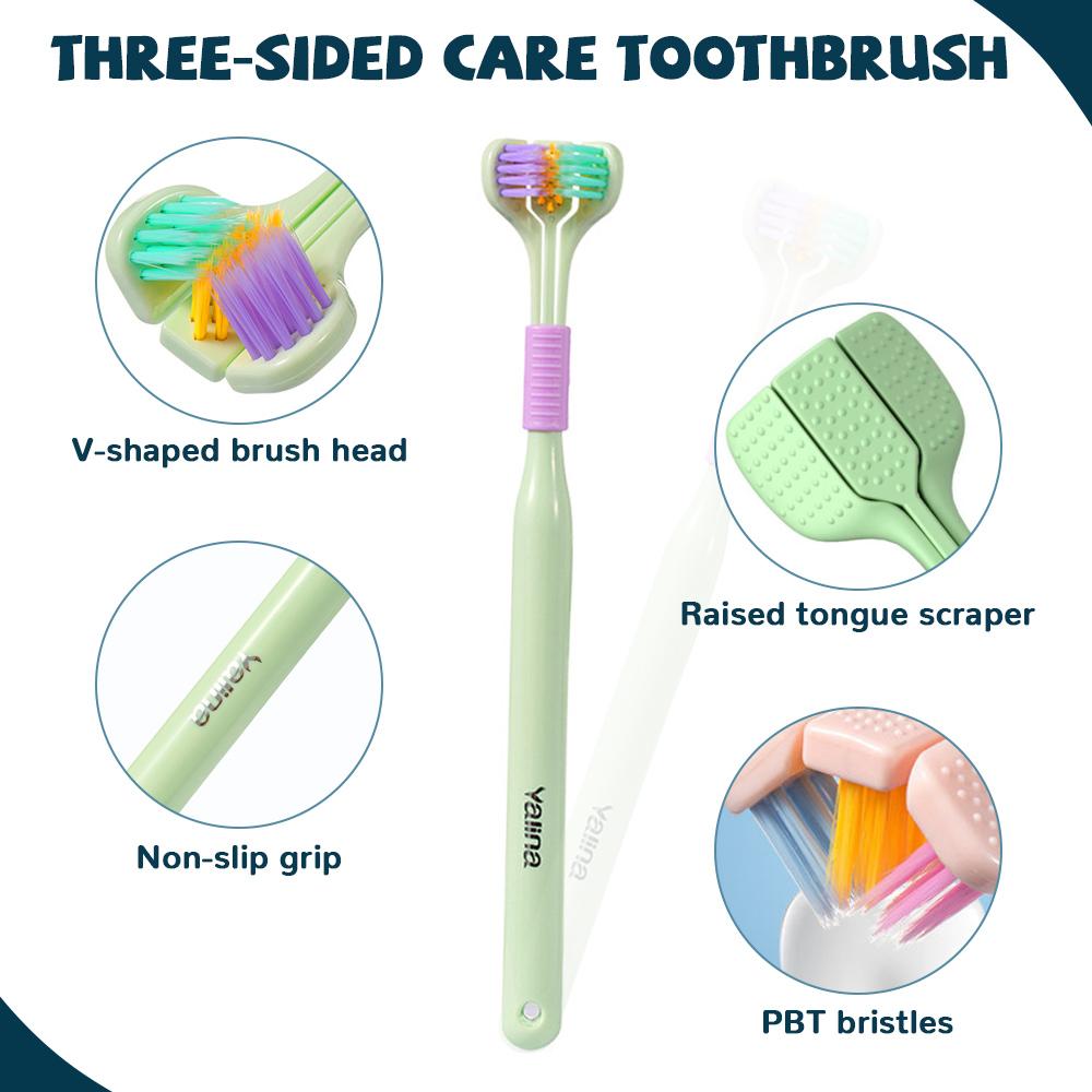 360 Degree Three-sided Soft Bristle Toothbrush Oral Care Safety Toothbrush Teeth Deep Cleaning Portable Travel Dental Oral Care