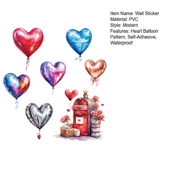 Wall Decal Heart Balloon Mailbox Pattern Self-Adhesive Waterproof Wall Sticker Bedroom Kids