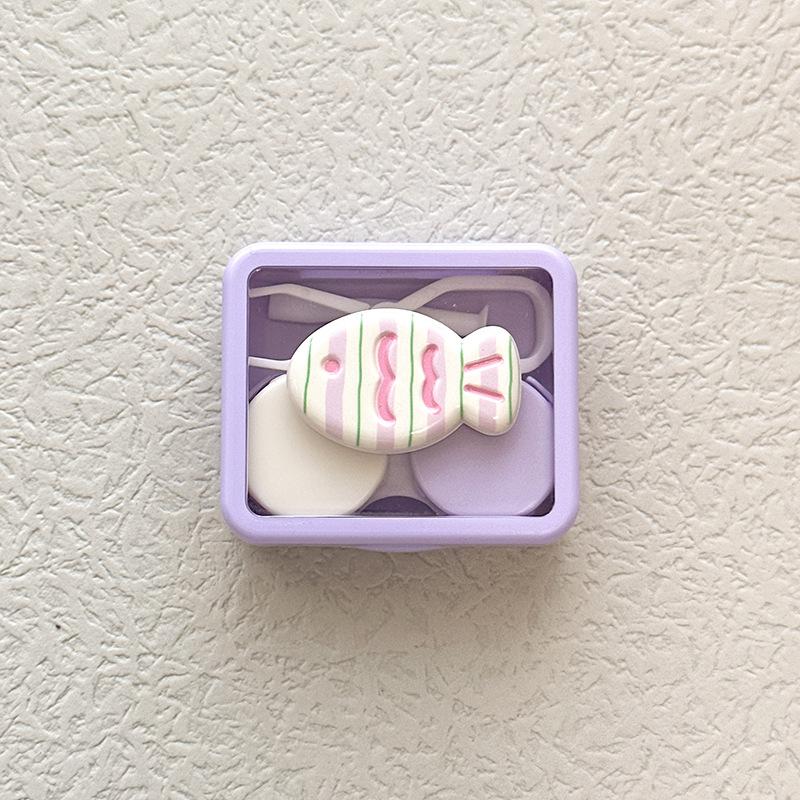 Чехлы для контактных линз цвета макарон для девочек, черный, фиолетовый, контейнер для контактных линз с силиконовым пинцетом, мини-карманная коробка