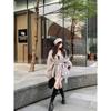 Fashion Black Strapped Woolen Coat Women Clothing Spring and Autumn Loose Premium Splicing Hairy Sleeve Winter Coats