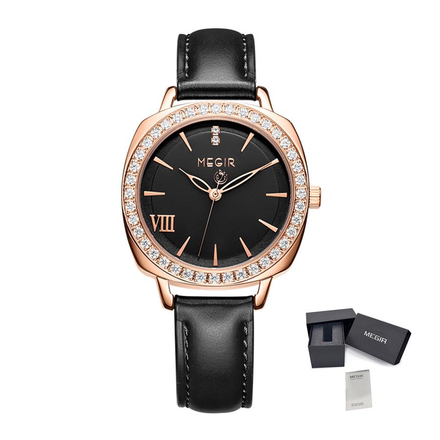 MEGIR Fashion Women Watches Luxury Diamond Leather Ladies Bracelet Female Quartz Wristwatches Dress Clock Relogio Feminino 7029