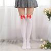 Velvet Thigh-High Socks with Red Bow for Halloween and Christmas