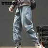 S-5XL мужские весенне-осенние комбинезоны больших размеров, длинные джинсы, потертые свободные строчки, однотонные универсальные леггинсы, укороченные брюки