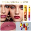 Портативный мини-набор помады 4-в-1, водостойкая, долговечная, не размазанная, не оставляющая следов, мини-бархатная помада, набор помад