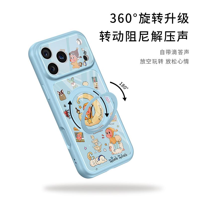 Луна и звезды подходят для чехла на мобильный телефон Apple 17promax iphone15 мультяшный 16 вращающаяся подставка 14 встроенная 13