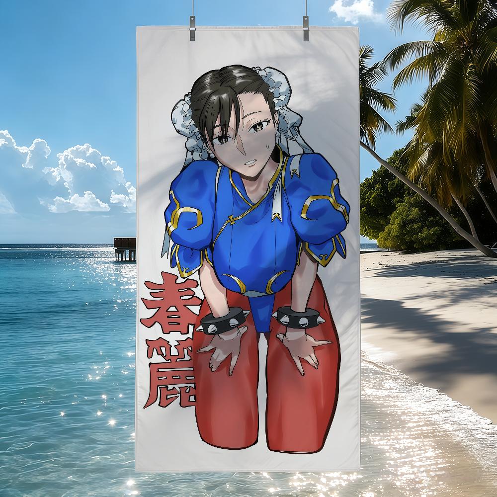 Классическая игра S-Street F-Fighter-Chunli Полотенце Быстросохнущие Пляжные полотенца Подходят для Бассейнов Кемпинга Йоги И Тренажерного зала